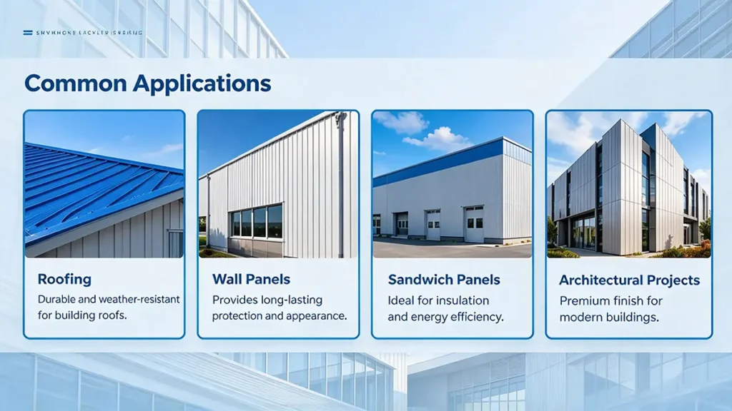 Galvalume steel applications for roofing, wall panels, industrial buildings and cladding
